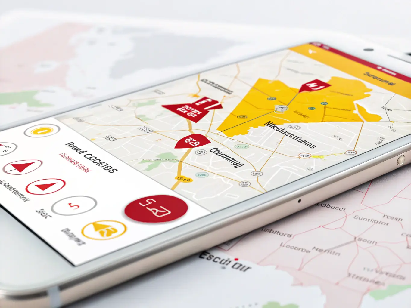 A map interface showing an optimized route for a truck, highlighting efficient navigation and strategic stops. The map includes real-time traffic updates and weather conditions.